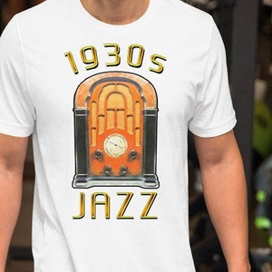 1930s Nostalgic Jazz Music Lovers Unisex White t-shirt for Men & Women