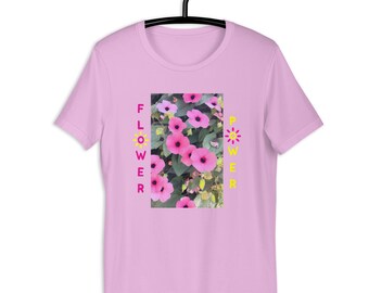 Pink Poppy Flower Power Pink Short Sleeve Unisex T-shirt for