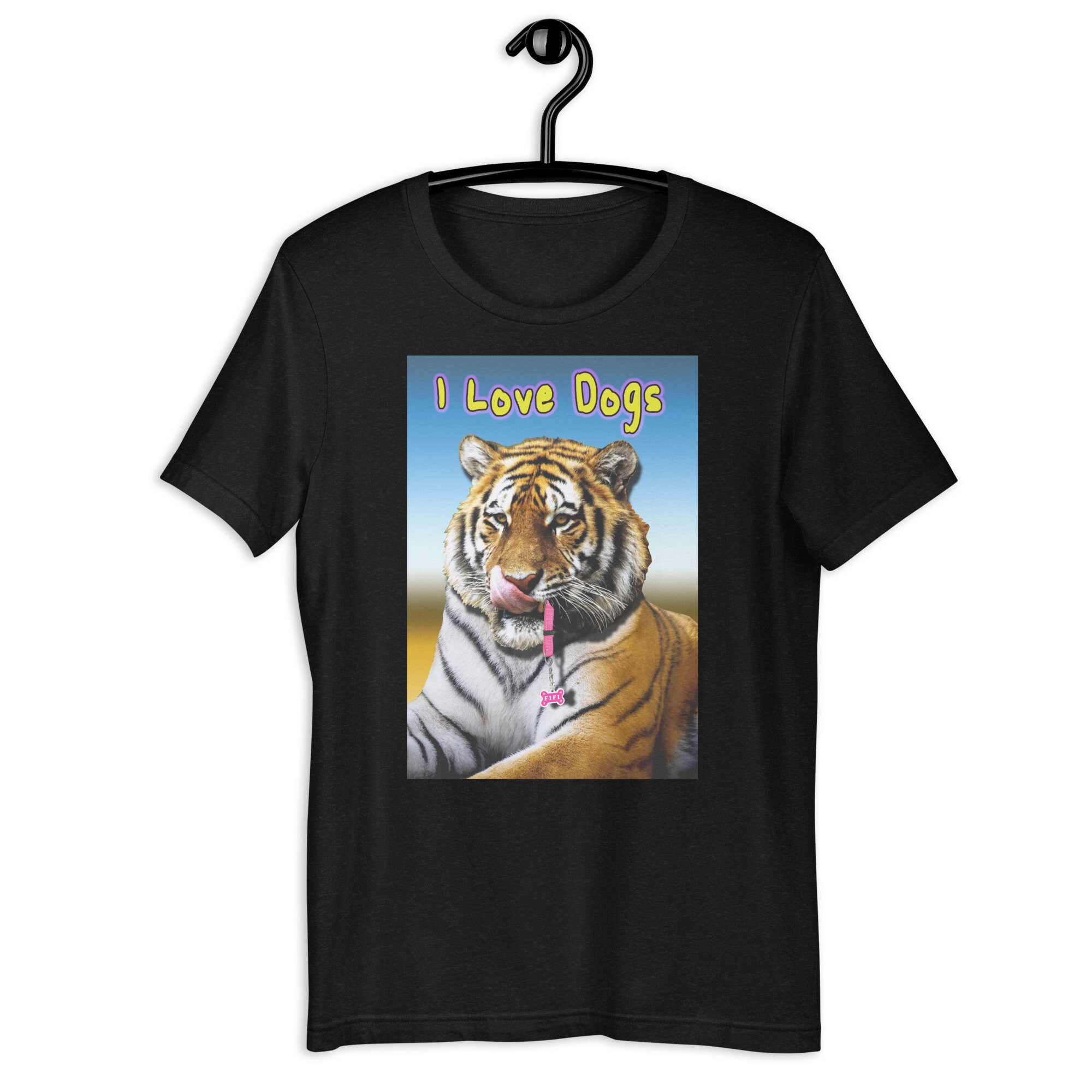 I Love Dogs Tiger Unisex Black T-shirt - Etsy