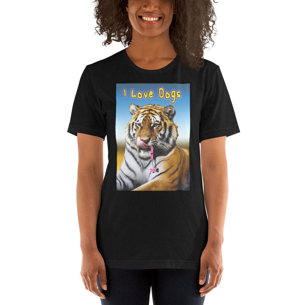 I Love Dogs Tiger Unisex Black T-shirt - Etsy