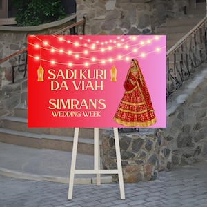 Sadi Kuri Da Viah Welcome Sign: Punjabi Wedding Foam Board Decor, Indian Wedding Sign, Maiya Welcome Sign, Wedding Week Sign