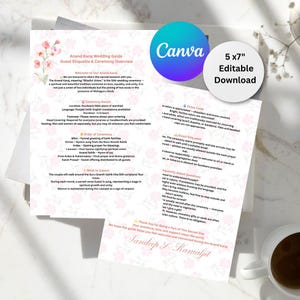Modello modificabile per la guida al matrimonio di Anand Karaj - Biglietto di benvenuto per gli ospiti della cerimonia Sikh stampabile su Canva / Etichetta per il matrimonio indiano, cosa indossare