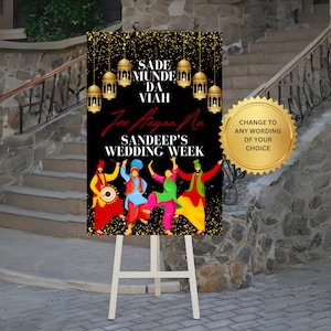 Sada Munde Da Viah Welcome Sign: Punjabi Wedding Foam Board Decor, Indian Wedding Sign, Maiya Welcome Sign, Wedding Week Sign
