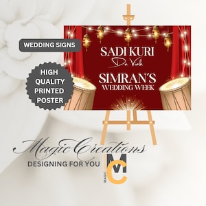 Punjabi Wedding Welcome Sign: Personalized Indian Decor Poster