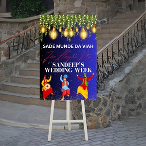 Sada Munde Da Viah Welcome Sign: Punjabi Wedding Foam Board Decor, Indian Wedding Sign, Maiya Welcome Sign, Wedding Week Sign