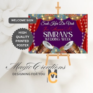 Personalized Indian Wedding Welcome Sign: Punjabi Decor Poster