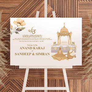 Anand Karaj Welcome Sign & Sikh Wedding Sign, Anand Karaj Signs as Punjabi Wedding Signs, Sikh Wedding Welcome sign as Punjabi Wedding Signs