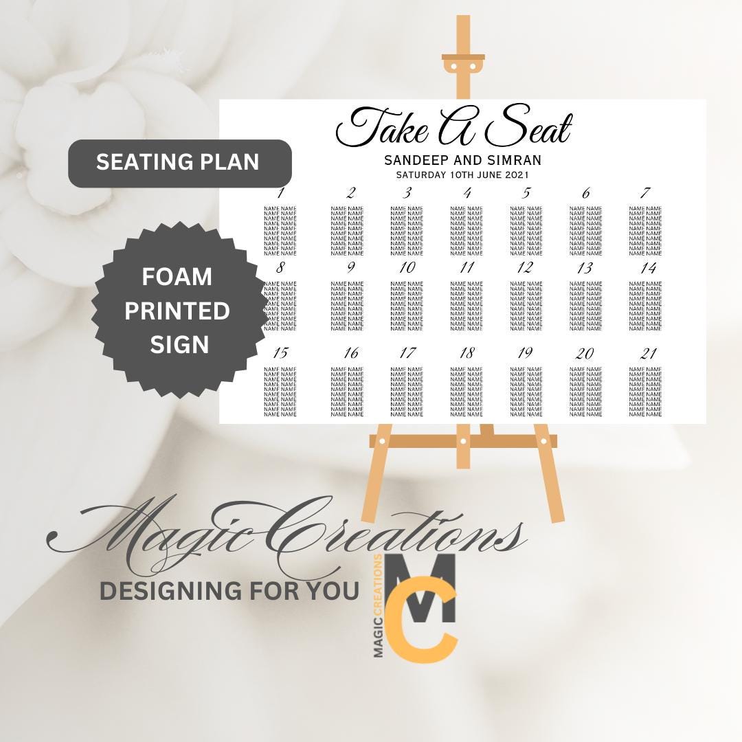 Personalised Wedding Seat Plan, Wedding Seating Chart, Wedding Seating ...