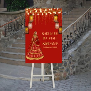 Sadi Kuri Da Viah Welcome Sign: Punjabi Wedding Foam Board Decor, Indian Wedding Sign, Maiya Welcome Sign, Wedding Week Sign