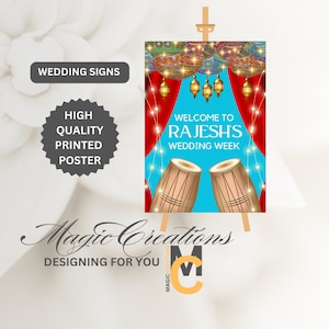 Personalized Indian Wedding Welcome Sign: Wedding Week Decor