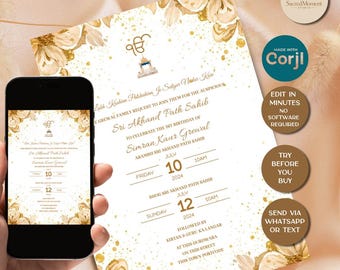 Editable Akhand Path Invitation, Sukhmani Sahib Path Digital Invitation, Akhand Path Invitation Birthday, Sehaj Path Invite Digital