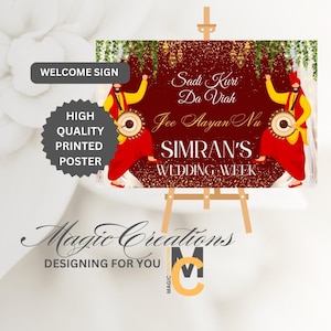 Personalized Punjabi Wedding Welcome Sign: Indian Decor Poster