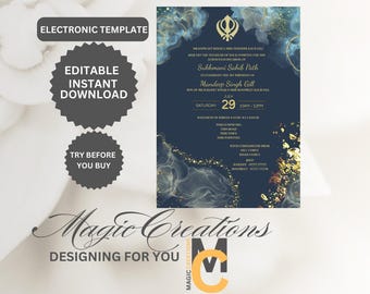 Sukhmani Sahib Path Invitation Template  |  Digital  | Editable I Sukhmani Sahib Path I Any Age I Path Invitation I Gurdwara Invitation I
