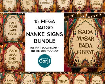 Punjabi Nanke Signs Bundle, Jaggo Photo Props, Funny Indian Wedding Signs, Team Nanke, Nanke Arrived, Mehndi Maiya Props, Printable Decor