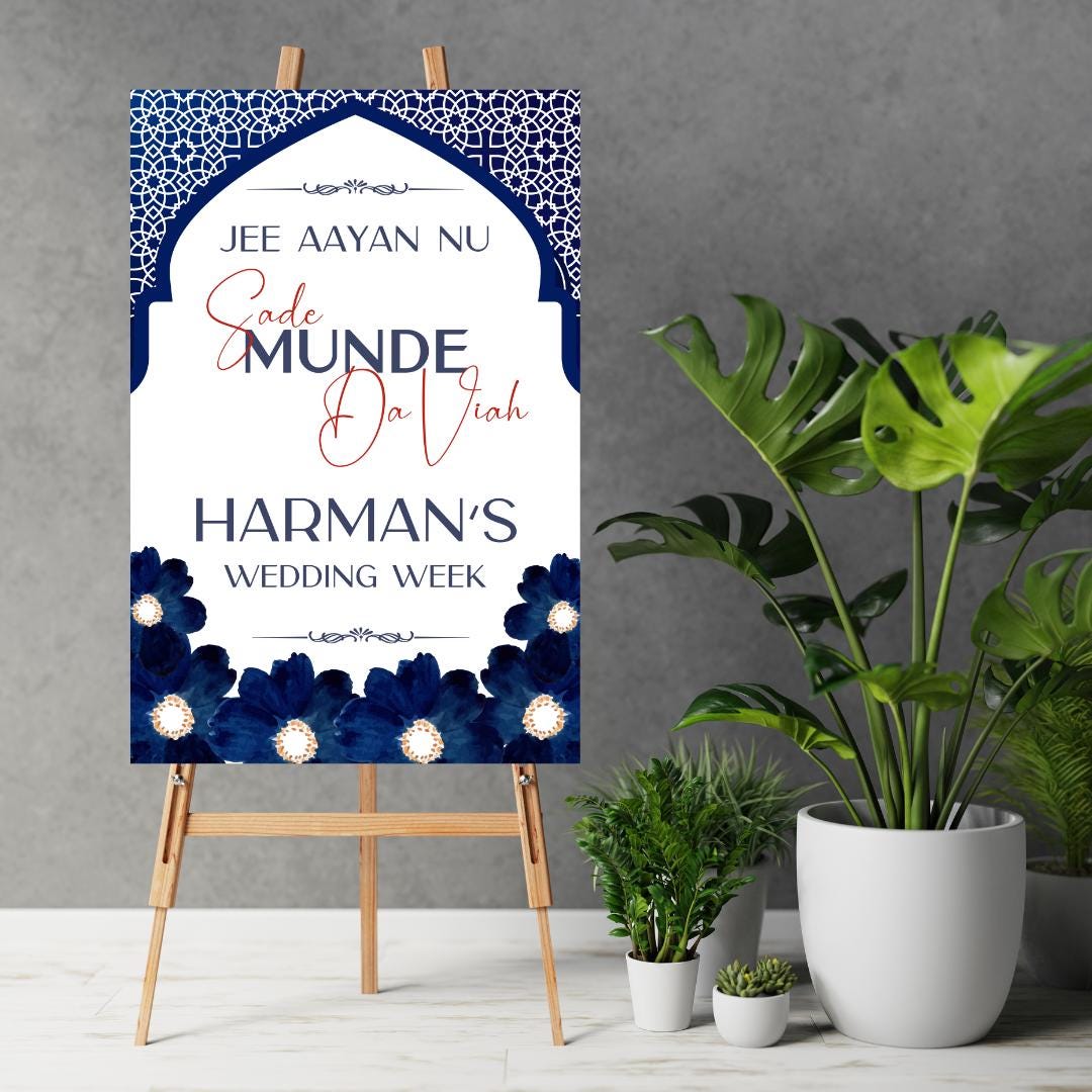 Sada Munde Da Viah Welcome Sign: Punjabi Wedding Foam Board Decor, Indian Wedding Sign, Maiya Welcome Sign, Wedding Week Sign