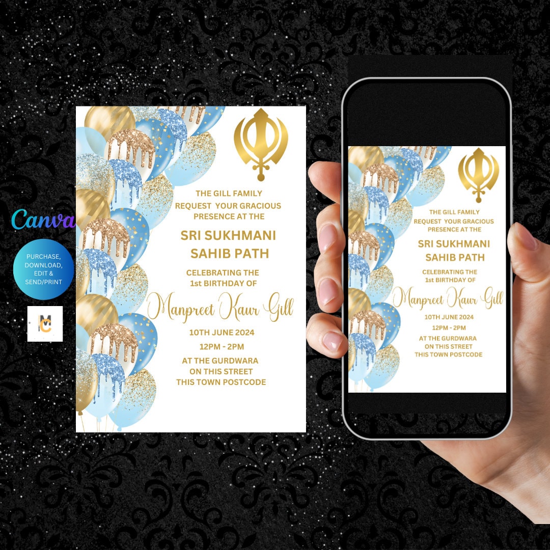 Sukhmani Sahib Path Invitation Template Digital Editable I Sukhmani