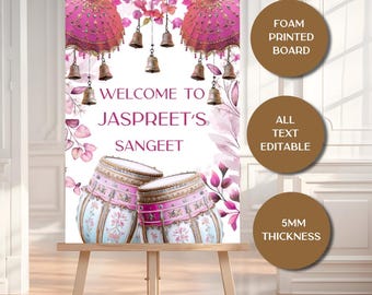 Sangeet Welcome Sign, Foam Board, Mehndi Welcome Sign, Haldi Wedding Sign, Indian Wedding Stationery, Sangeet Large Wedding Sign, Mendhi