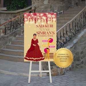 Personalized Indian Wedding Welcome Sign: Punjabi Wedding Decor