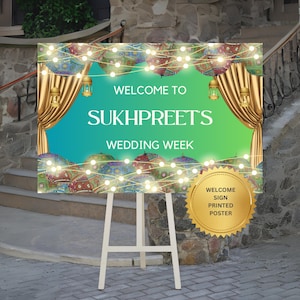 Personalized Indian Wedding Welcome Sign: Wedding Week Decor