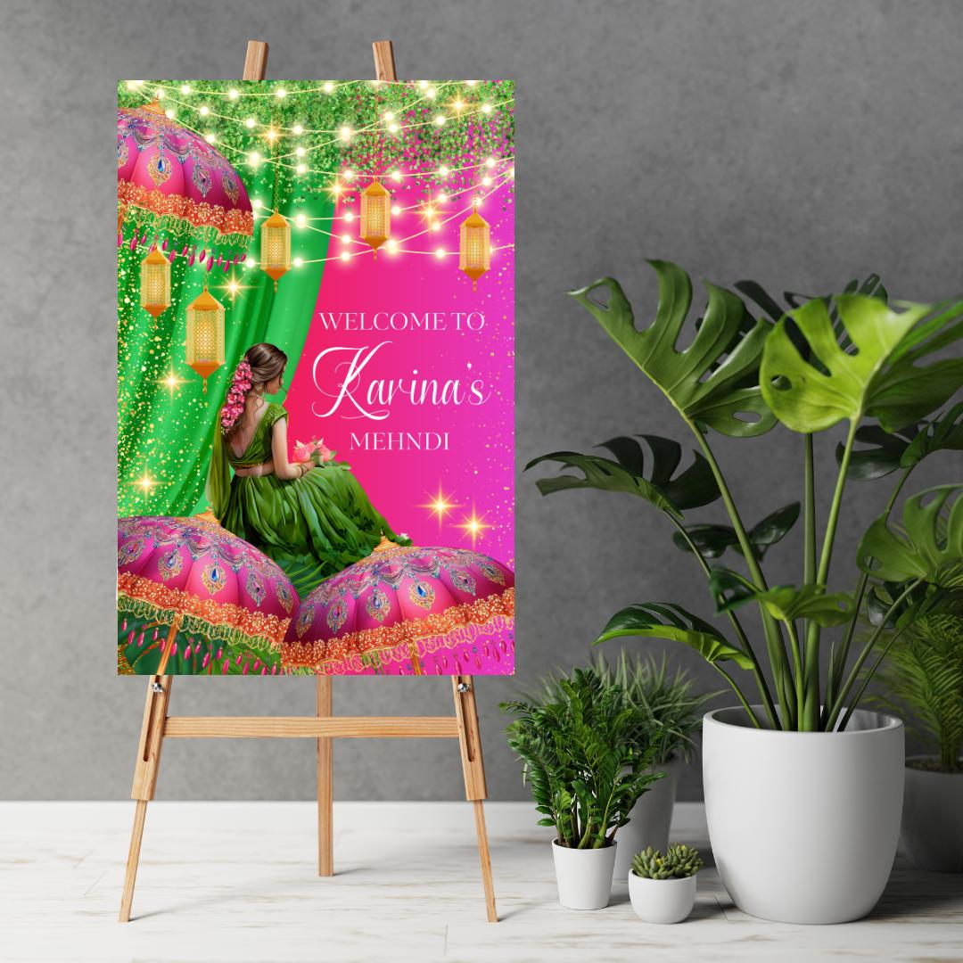 Mehendi decor signs as Indian wedding decor, Mehndi decor & Mehndi Signs, Mehndi Welcome signs as Dholki decor, Haldi decor as Sangeet decor