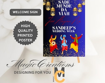Sade Munde Da Viah, Punjabi Wedding Poster, Punjabi Wedding, Punjabi Wedding Decor, Punjabi Wedding Week, Punjabi Entrance Welcome Sign