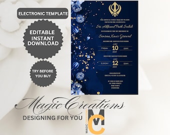 Akhand Path Sahib Path Invitation Template  |  Digital  | Editable I Sukhmani Sahib Path I Any Age I Path Invitation I Gurdwara Invitation I