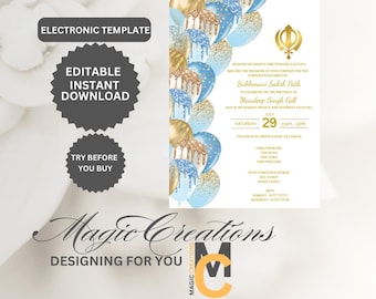 Sukhmani Sahib Path Invitation Template  |  Digital  | Editable I Sukhmani Sahib Path I Any Age I Path Invitation I Gurdwara Invitation I