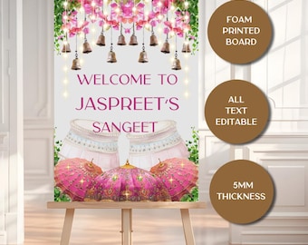 Sangeet Welcome Sign, Foam Board, Mehndi Welcome Sign, Haldi Wedding Sign, Indian Wedding Stationery, Sangeet Large Wedding Sign, Mendhi