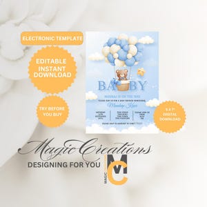Boy Baby Shower Invitation: Editable Template (Digital Download)