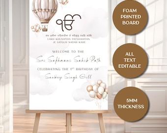 Personalized Sukhmani Sahib Path Welcome Sign, Akhand Path Sahib Foam Board Welcome Sign,  Gurdwara Entrance Decor, Sikh Event Signage
