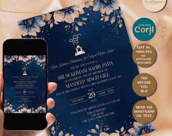 Editable Sukhmani Sahib Path, Akhand Path Digital Invitation, Akhand Path Invitation Birthday, Sehaj Path Invite Digital