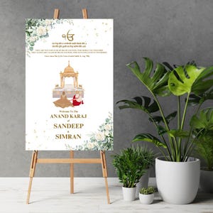 Anand Karaj Welcome Sign & Sikh Wedding Sign, Anand Karaj Signs as Punjabi Wedding Signs, Sikh Wedding Welcome sign as Punjabi Wedding Signs