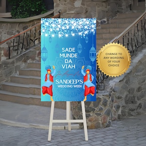 Sada Munde Da Viah Welcome Sign: Punjabi Wedding Foam Board Decor, Indian Wedding Sign, Maiya Welcome Sign, Wedding Week Sign