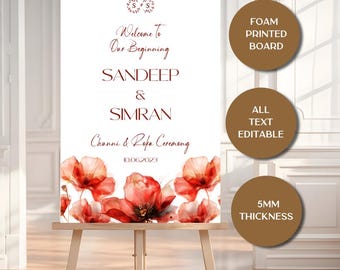 Roka & Chunni Welcome Sign | “Welcome To Our Beginning” Sign | Punjabi Sikh Hindu Indian Engagement Decor | Foam Board Wedding Welcome Sign