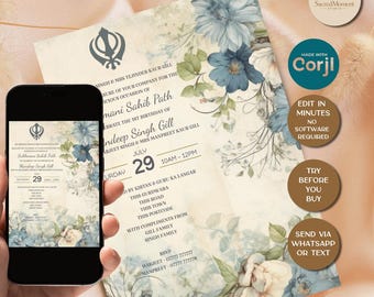 Editable Sukhmani Sahib Path Invitation, Sukhmani Sahib Path Digital Invitation, Akhand Path Invitation Birthday, Sehaj Path Invite Digital