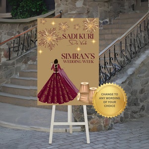 Personalized Indian Wedding Welcome Sign: Punjabi Foam Board Decor