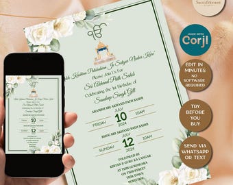 Editable Akhand Path Invitation, Sukhmani Sahib Path Digital Invitation, Akhand Path Invitation Birthday, Sehaj Path Invite Digital