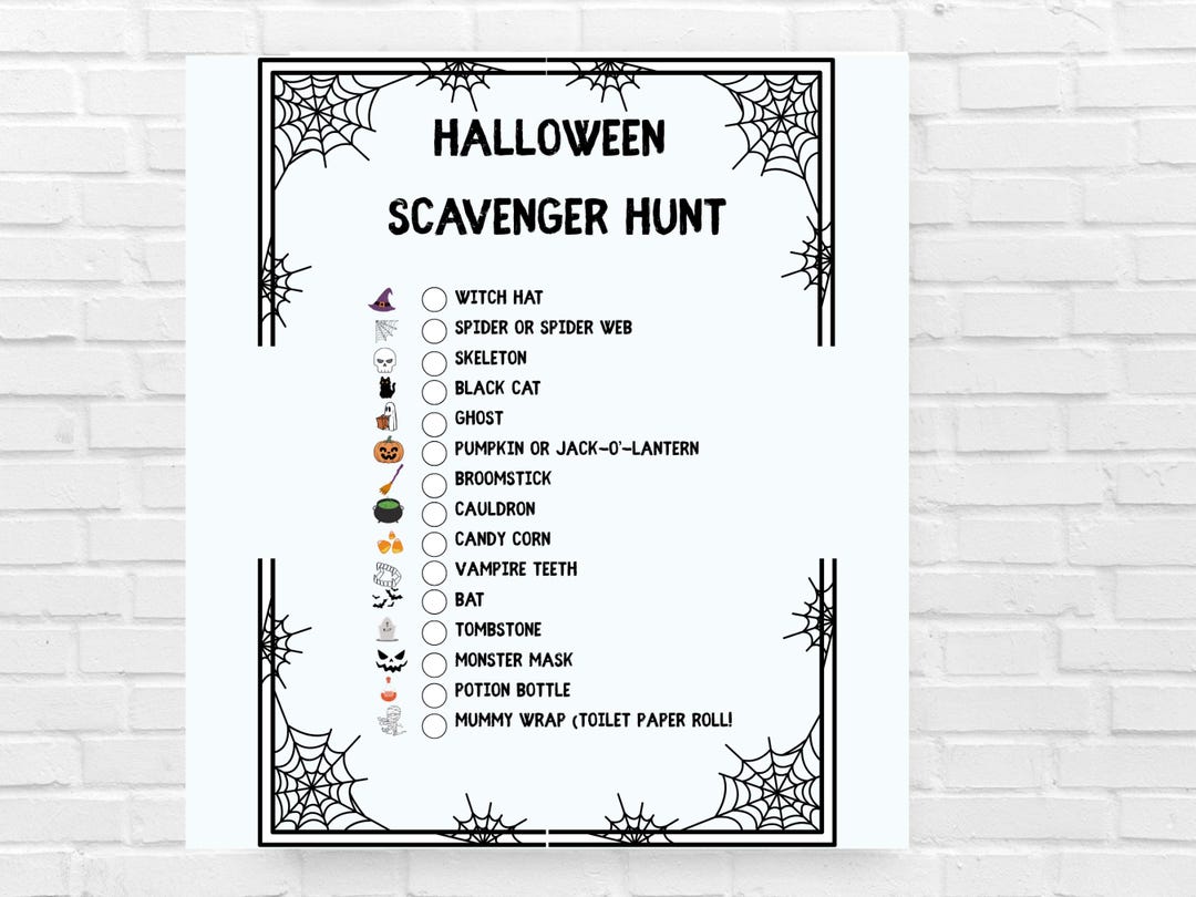 Halloween Scavenger Hunt Game: Printable Kids Activity (PDF) - Etsy