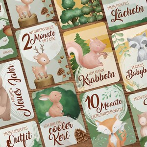 Meilensteinkarten Baby erstes Jahr "Waldtiere"