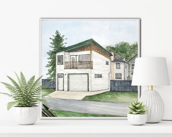 Original Watercolor Home Portrait, Custom House Warming Gift, First House Portrait, Watercolor Home Painting