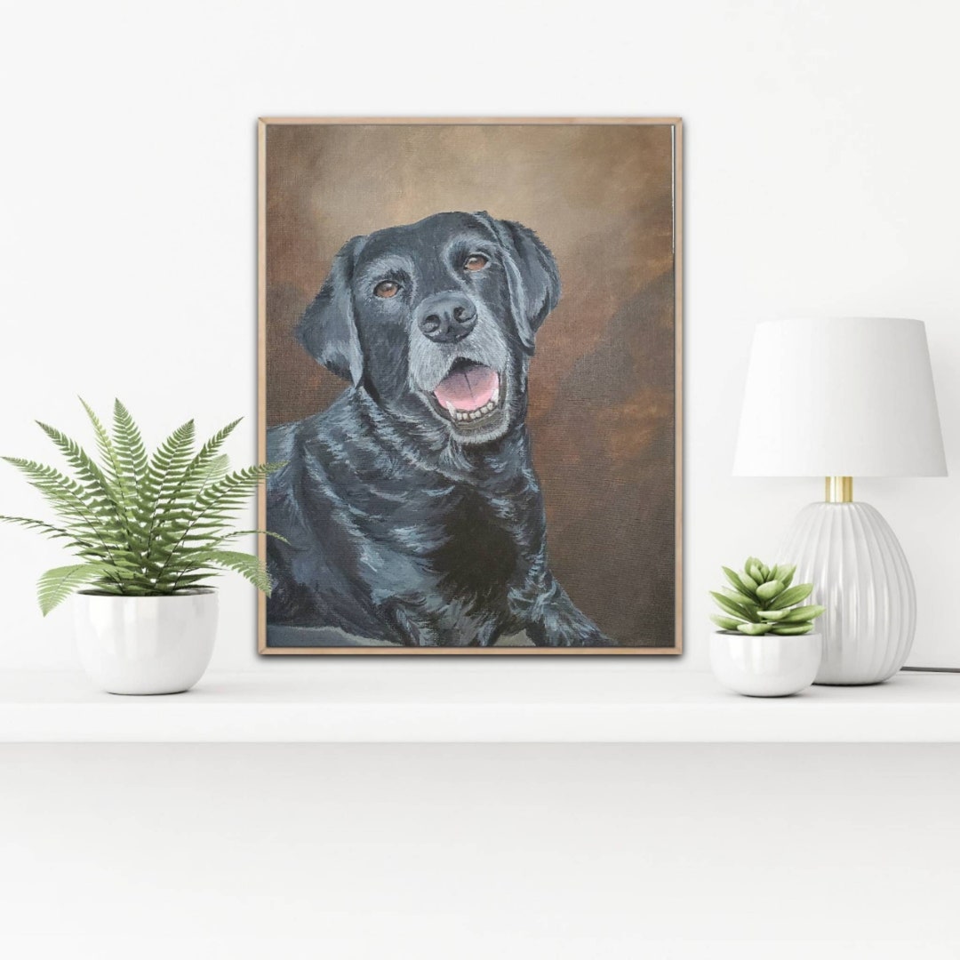 Personalized Dog Portrait Painting, Original Acrylic Pet Portrait on