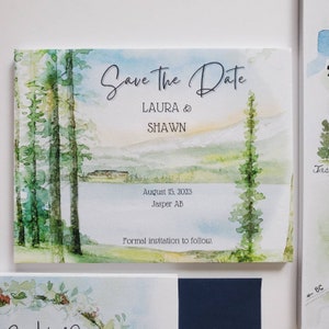 Hand Painted Wedding Invitation Suite, Customized Watercolor Painted Invitations, Custom Wedding Map and Schedule, Save the Date, RSVP Cards image 2