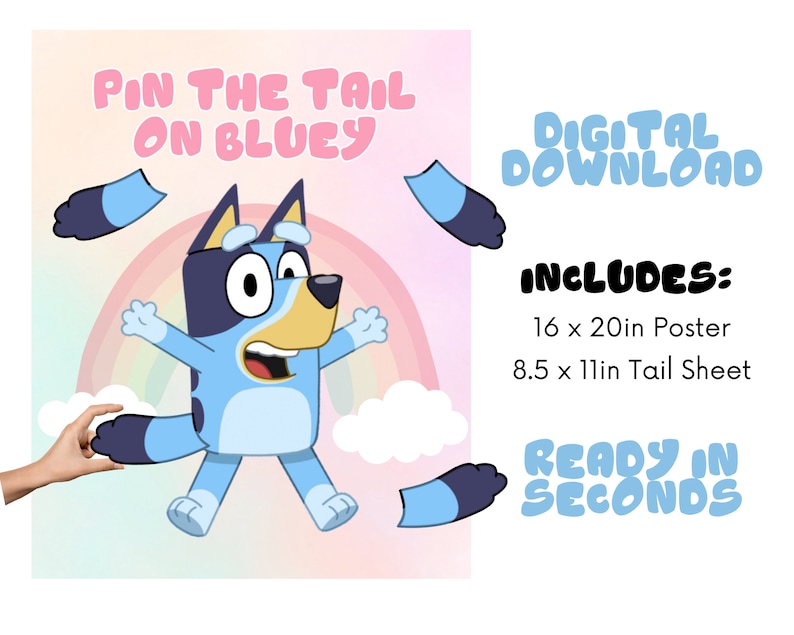 Bluey Pin the Tail on Bluey Party Favors Bluey Birthday Party - Etsy ...
