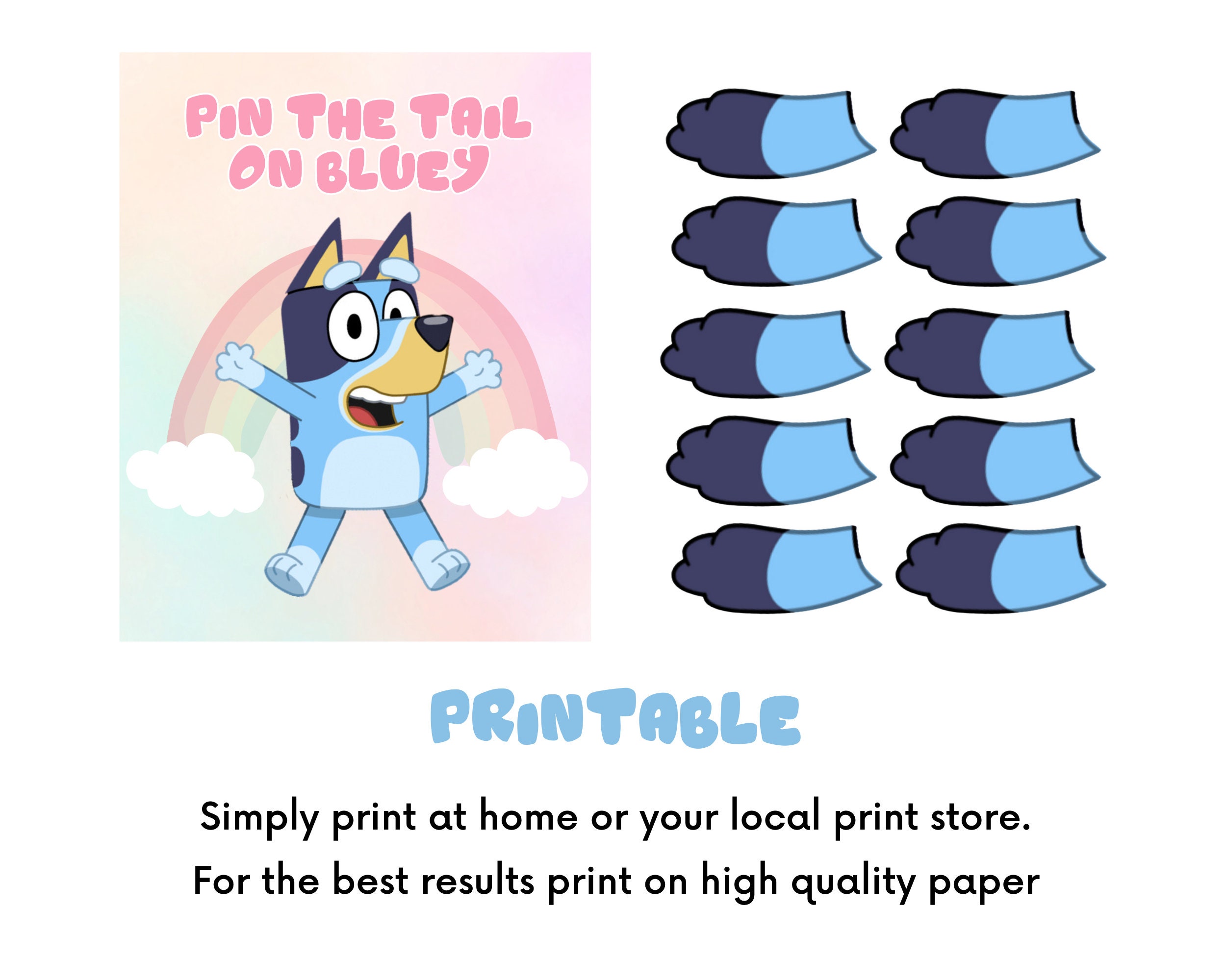 Bluey Pin the Tail on Bluey Party Favors Bluey Birthday Party Etsy