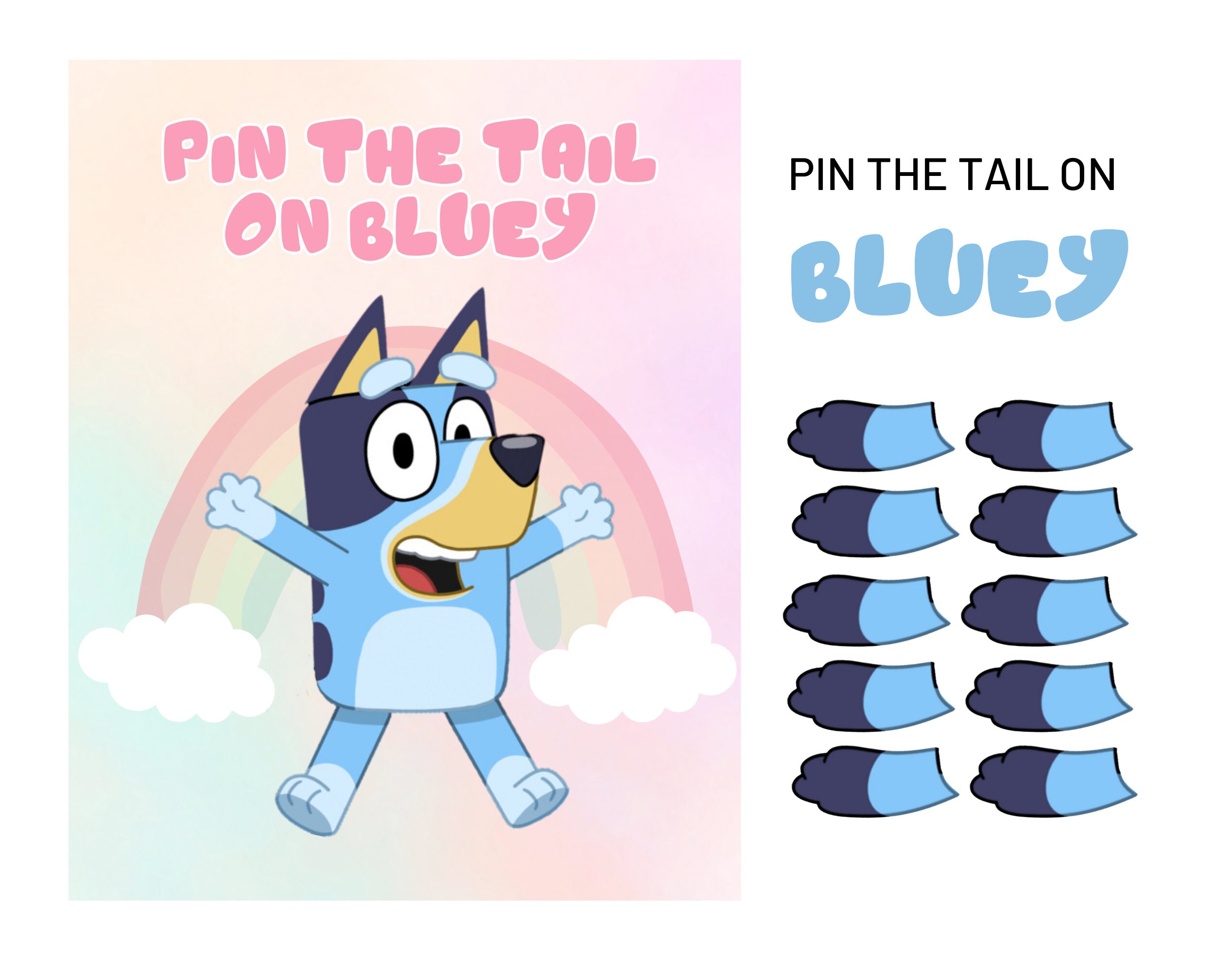 Bluey Pin The Tail On Bluey Party Favors Bluey Birthday Party Etsy