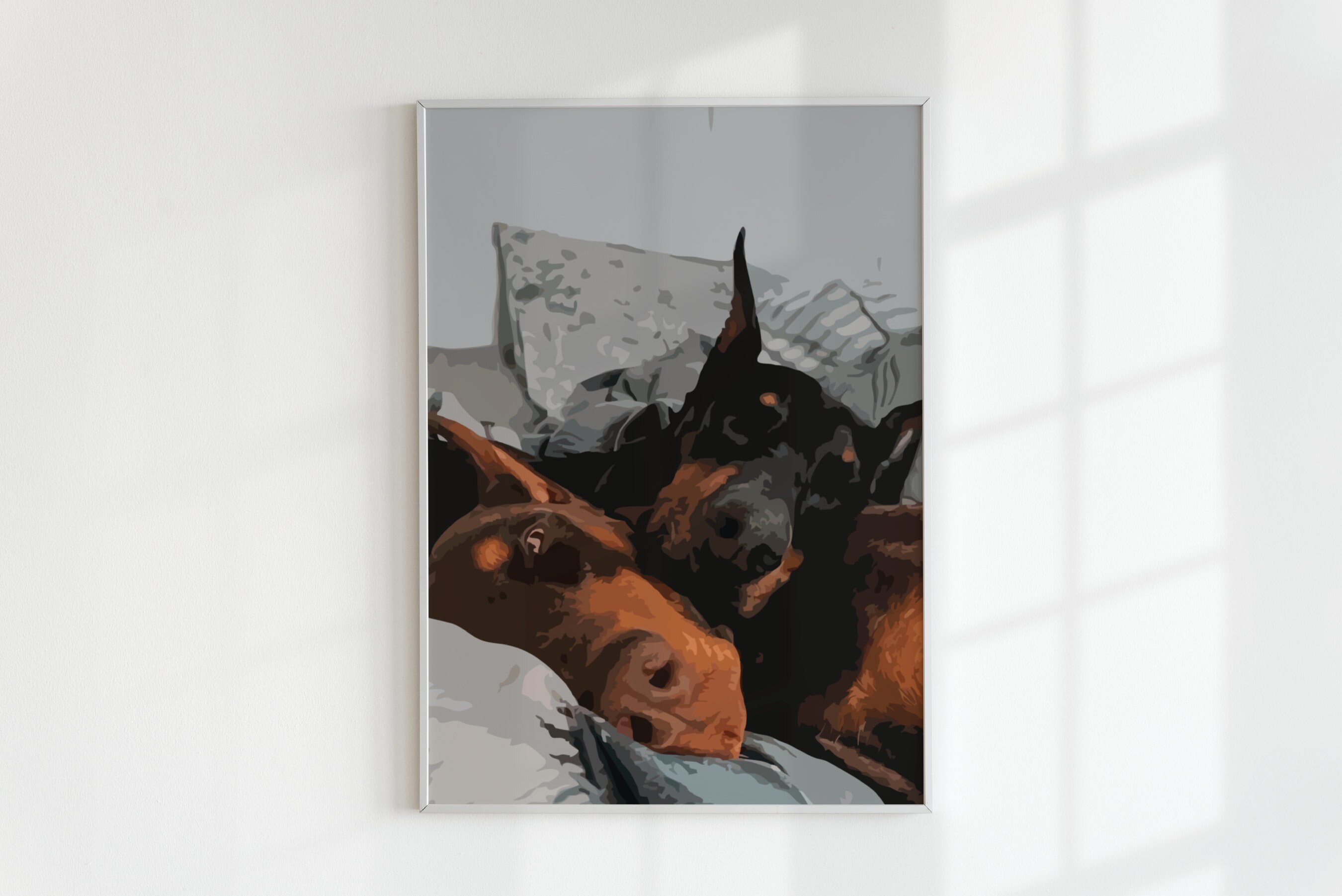 Doberman Dog Wall Art Digital Download Printable Poster Minimalistic