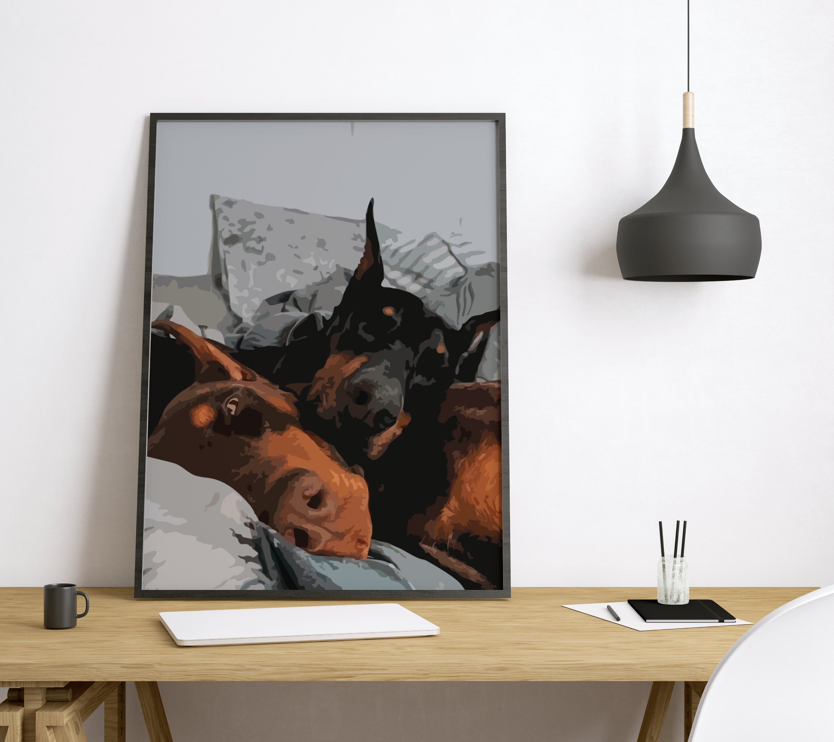 Doberman Dog Wall Art Digital Download Printable Poster Minimalistic