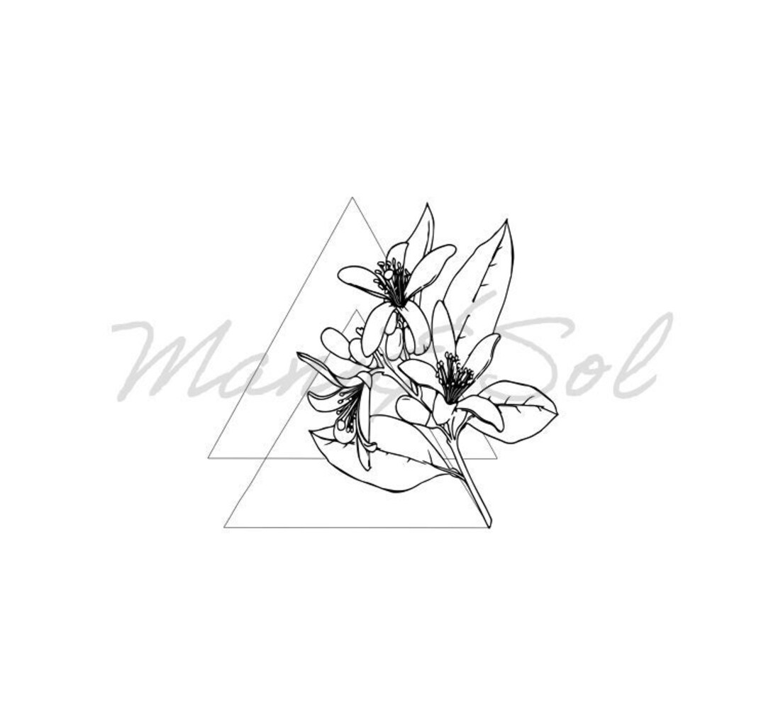 Orange Blossom Tattoo Design PNG Printable Art DIY Wall Art - Etsy