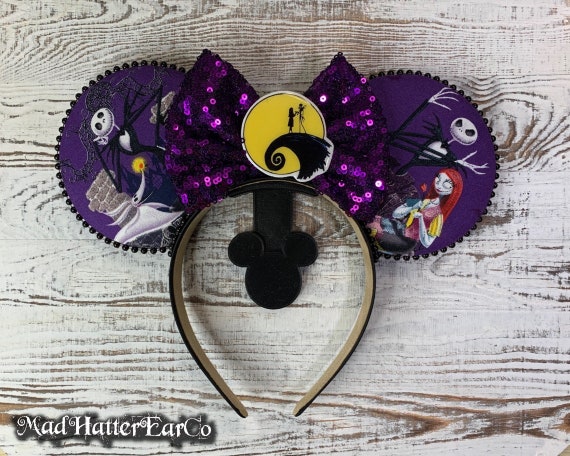 Nightmare Before Christmas Ears, Sparkle Bow Headband - Etsy display picture 2