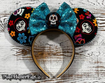 Diadema con orejas de Coco - Lazo de lentejuelas inspirado en Disney